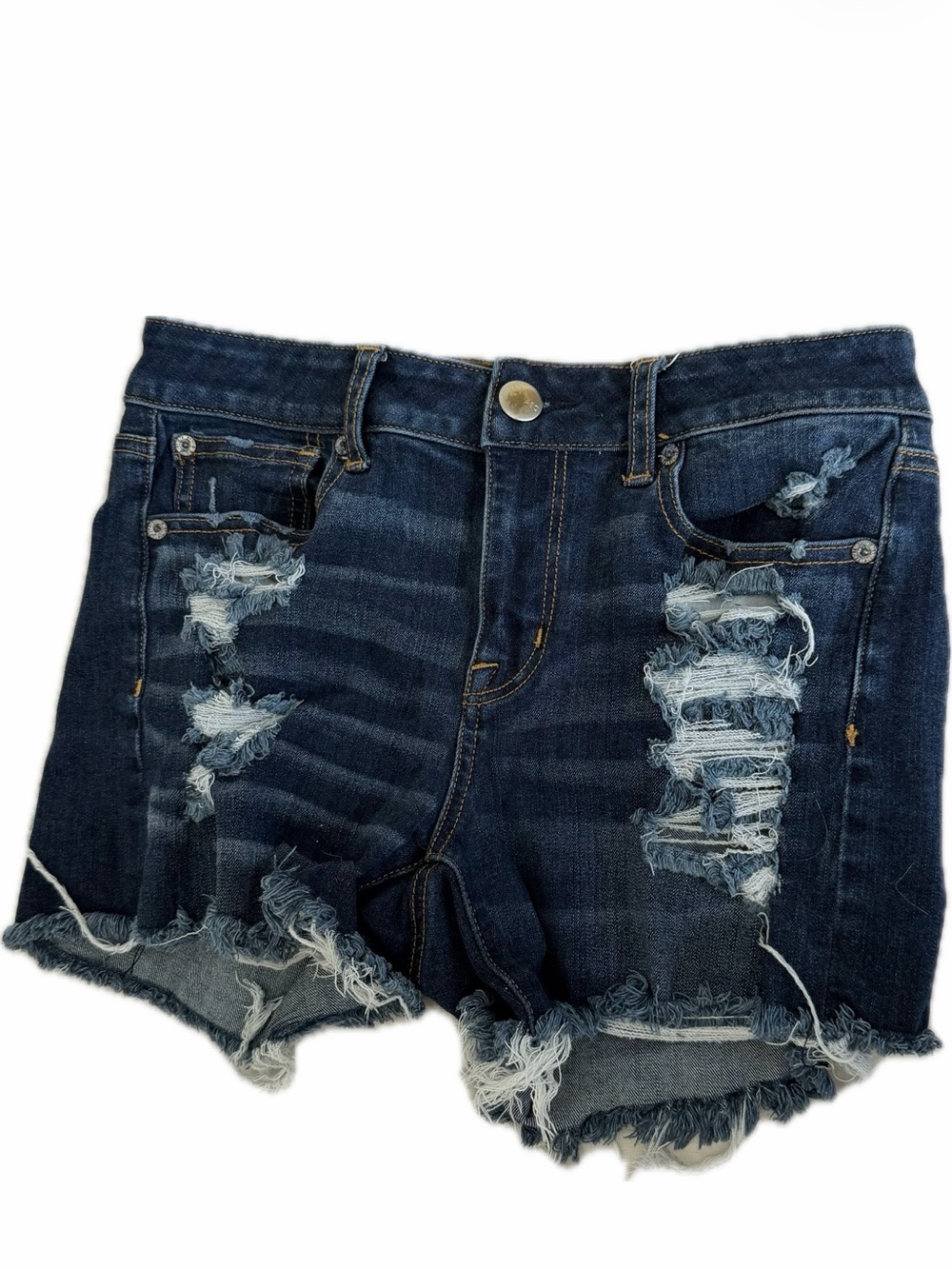 Distressed Dark Wash Denim Cutoff Shorts - Women